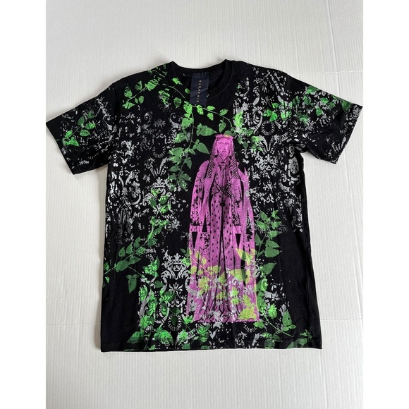 Unisex Alquimie Black Organic Cotton Neon Graphic Print, Size M - Picture 1 of 6